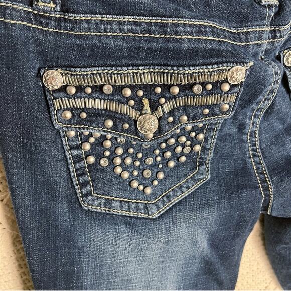 YNQ | Blue Wash Distressed Boot Cut Jeans | Bottoms - Picture 6 of 12